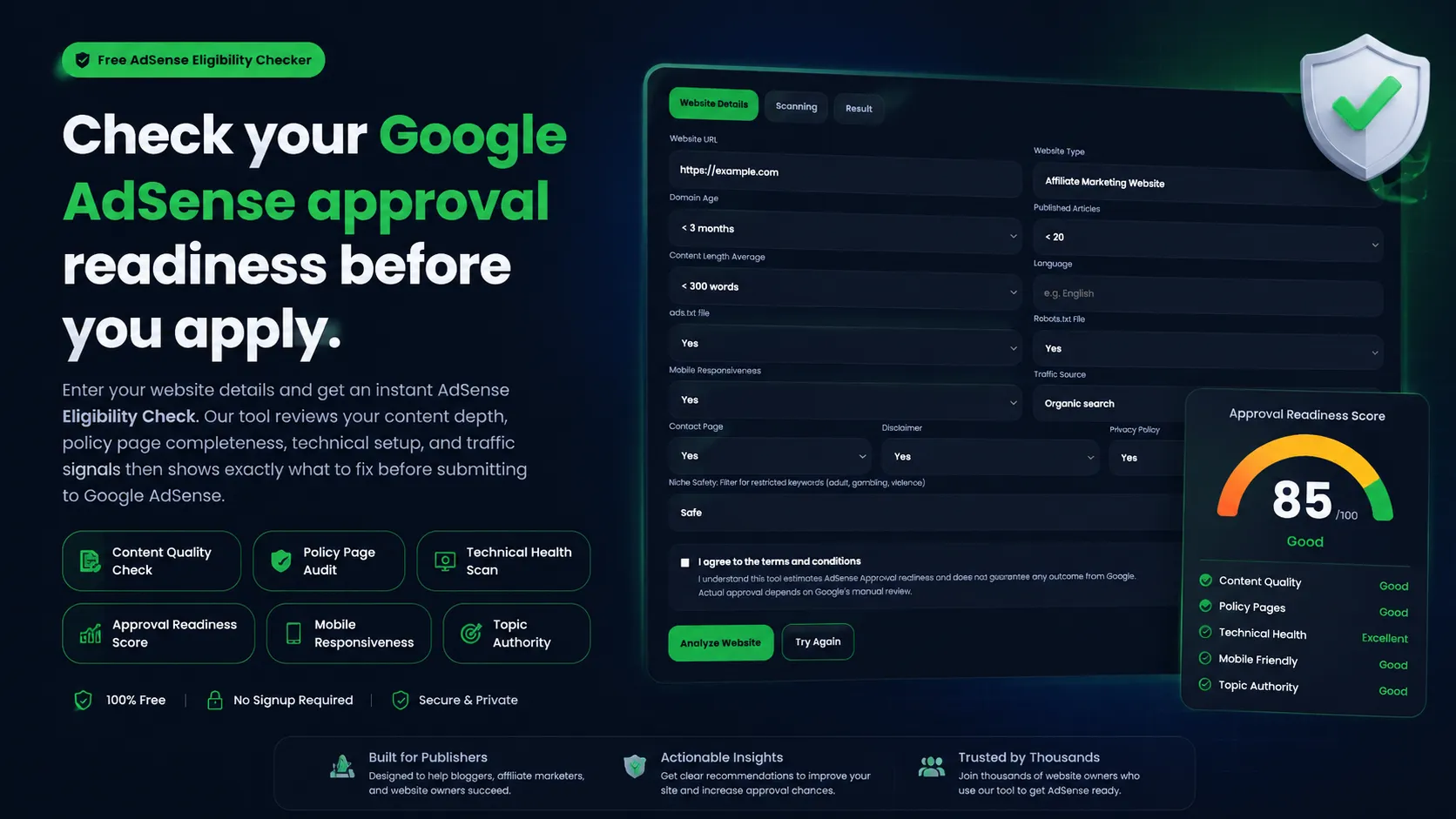 hero image adsense eligibility checker